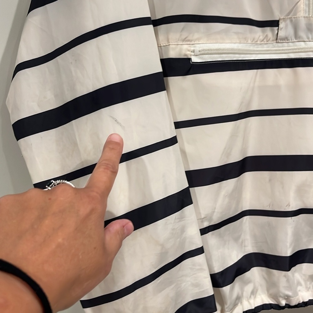 Thread & Supply Hooded Pullover Windbreaker Anorak Jacket Striped Cinch Waist - Picture 10 of 10